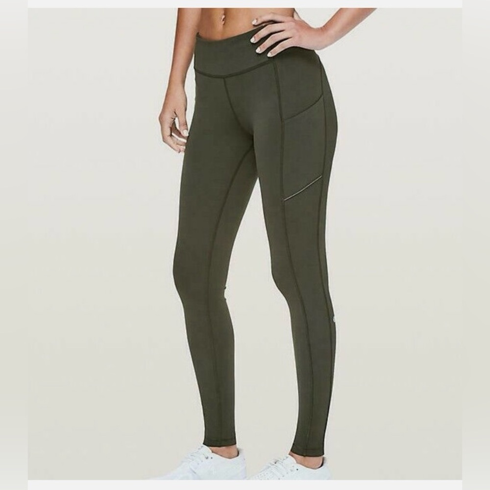 Lululemon, women’s size 2, dark olive, “speed up” tights,
